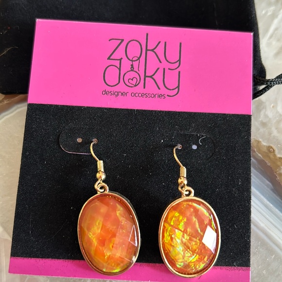 Opalescent Orange Oval Earrings-Boutique - Picture 2 of 3